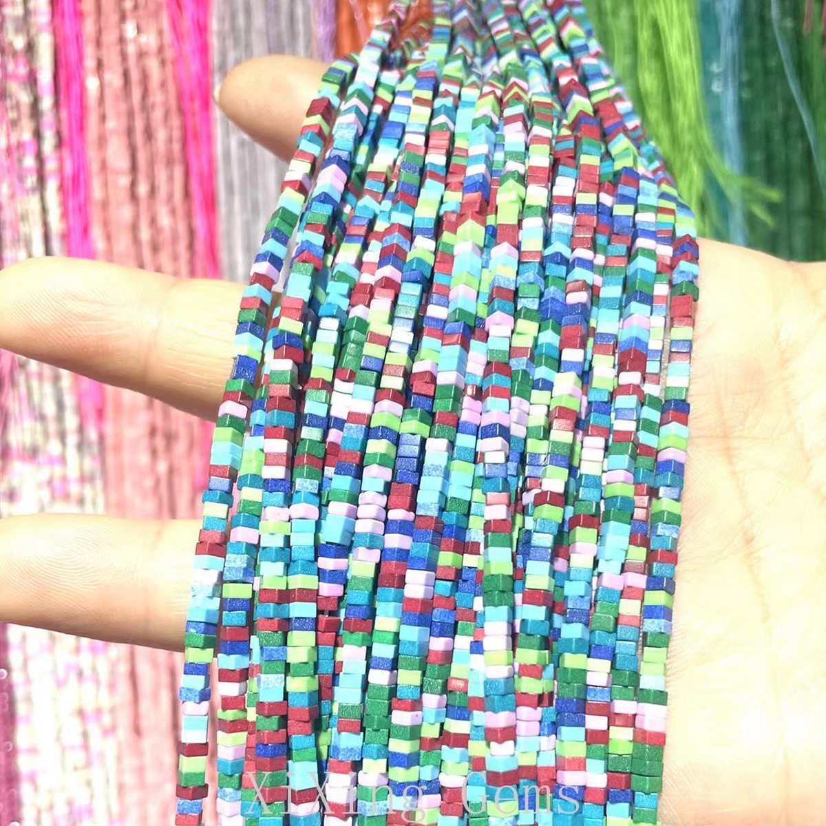 1x2mm Colourful Turquoise Flat Square Disc Spacer Beads for Jewelry Making DIY