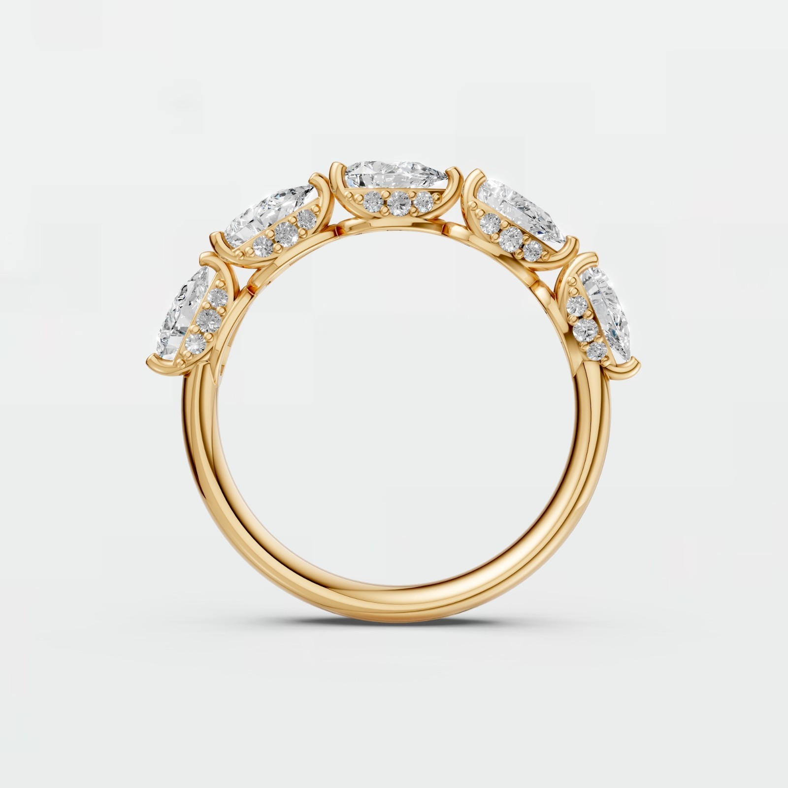 Half Eternity Ring Pear Lab Grown Diamond Stackable Wedding Band
