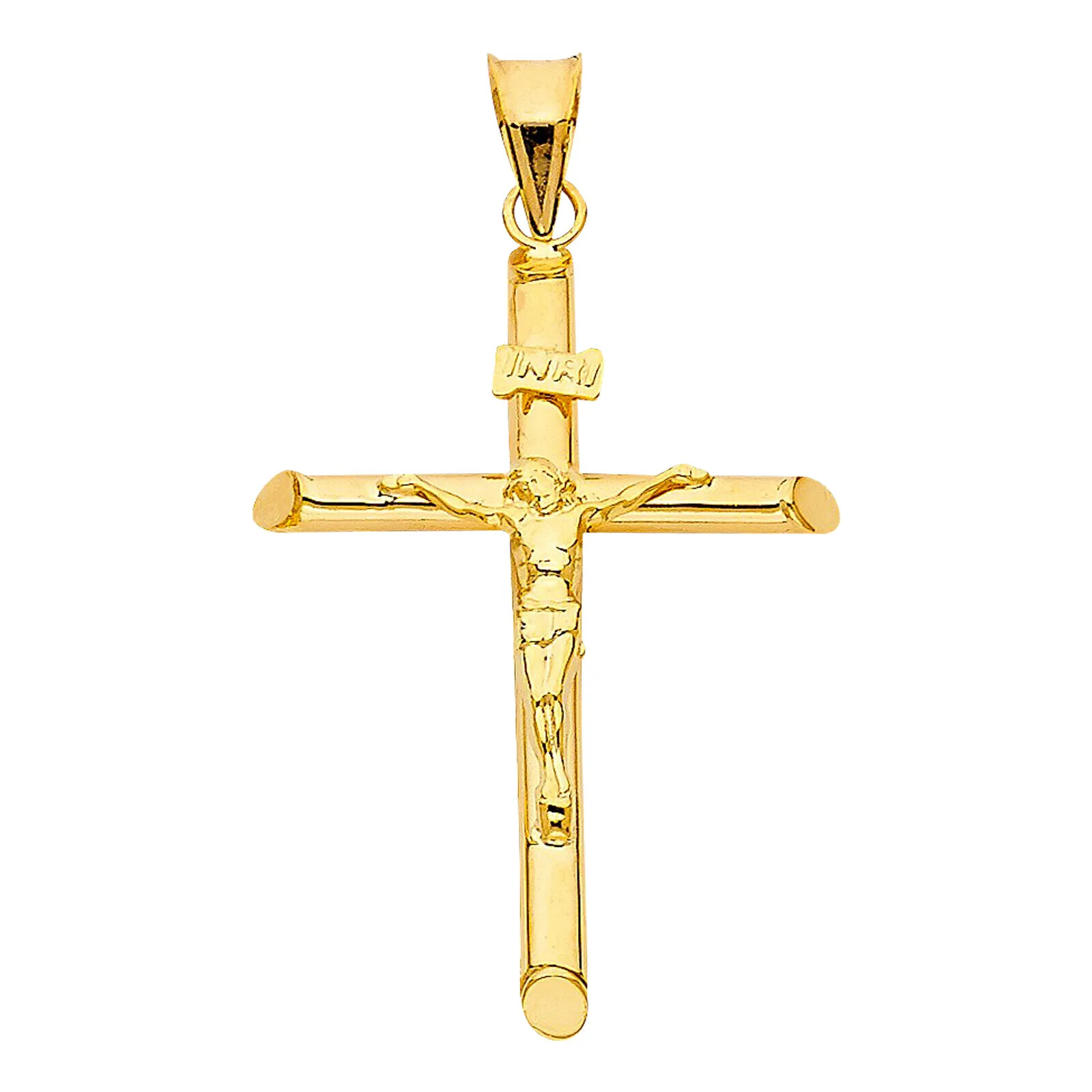Real 14k Yellow Gold Jesus Crucifix Cross Pendant Charm All Size