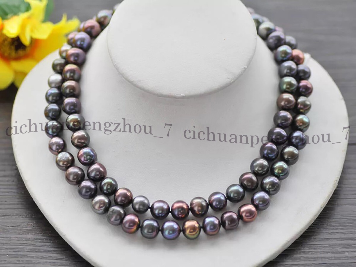 Natura 8-9mm Green South Sea Freshwater Baroque Pearl Necklace 18-100” AA