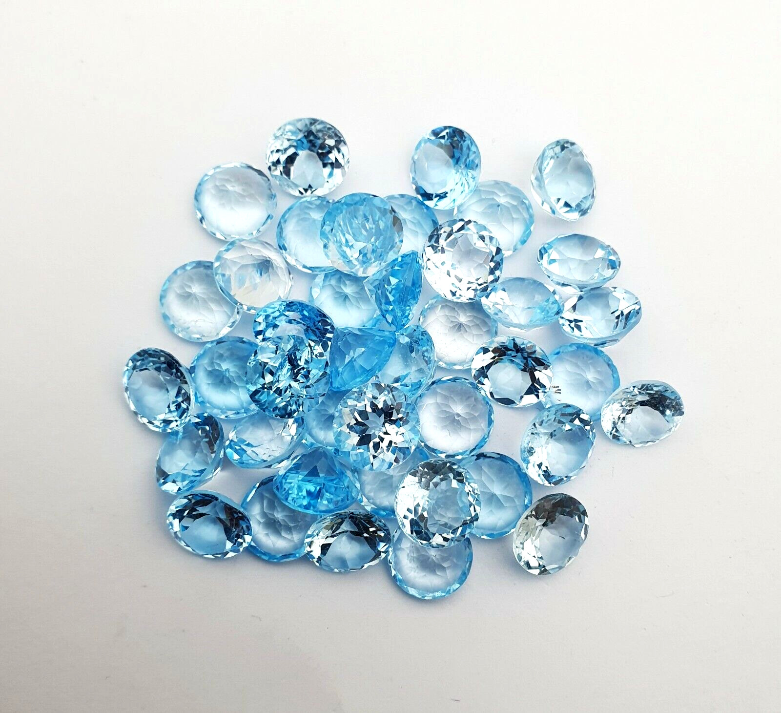 Natural Sky Blue Topaz Round Cut Loose Gemstone Lot 7 Pcs 30 CT 10 MM