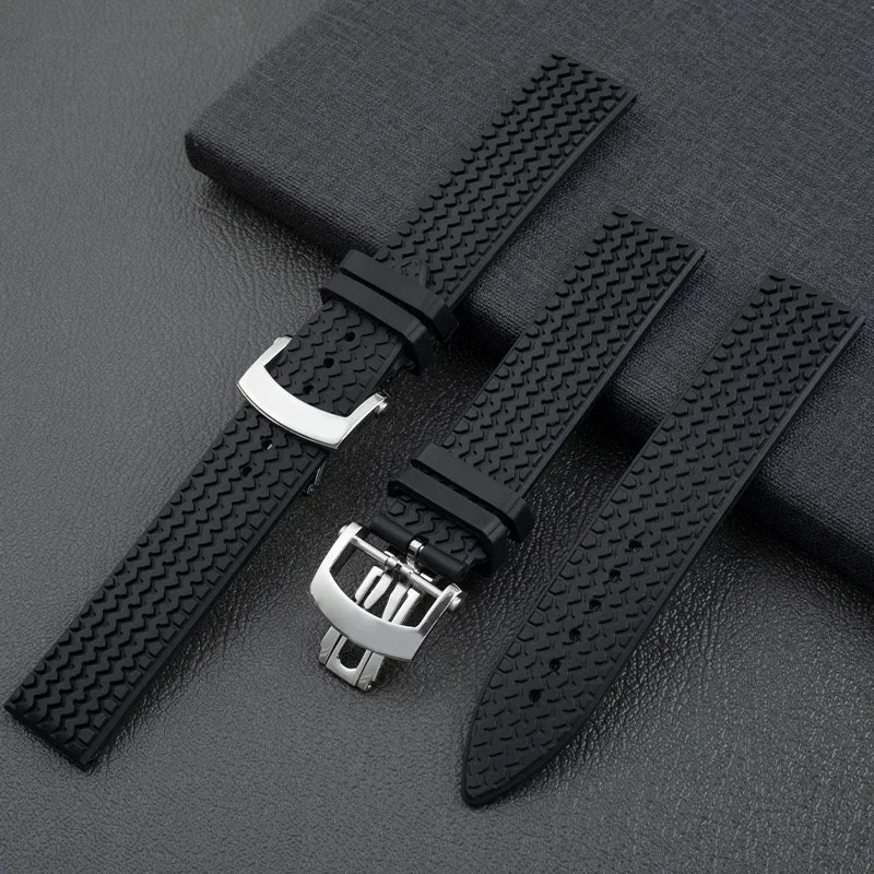Fits Chopard Mille Miglia Gran Turismo XL 23mm Black Rubber Silicone Watch Strap
