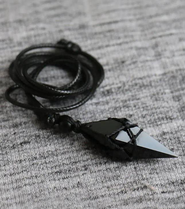 Real Black Obsidian Amulet Healing Strength Protection Pendant Unisex Necklace