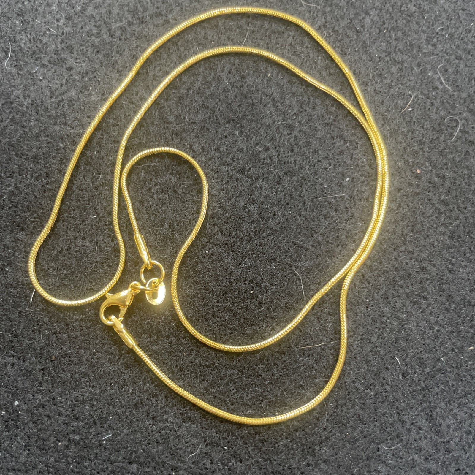 18K Gold Plated 1.2mm, 20” Snake Chain Necklace With 5mm Lobster Clasp