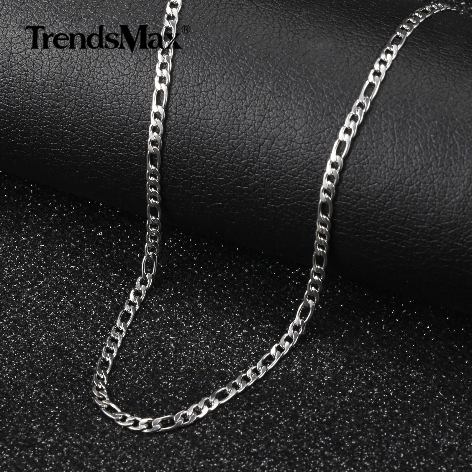 3mm Silver Color Stainless Steel Figaro Chain Necklace for Unisex Jewelry 16-30″