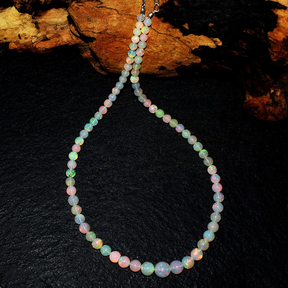 20 Inches Round Shape 83. Cts Ethiopian Opal Beaded Stunning Necklace VK 11 E711