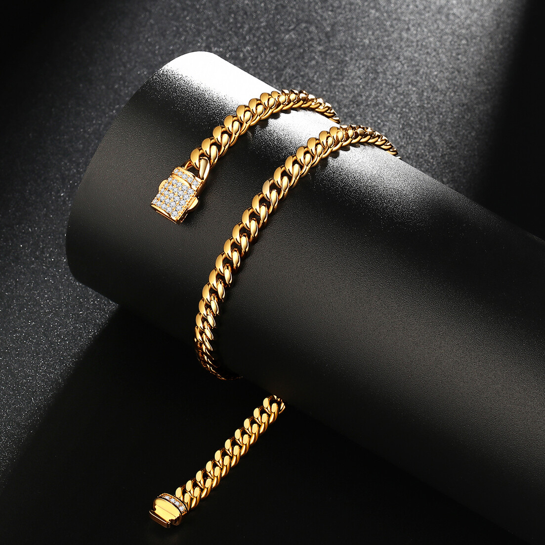New Hot 6-14mm CZ Miami Cuban Link Chain Necklace Stainless Steel for Men Women