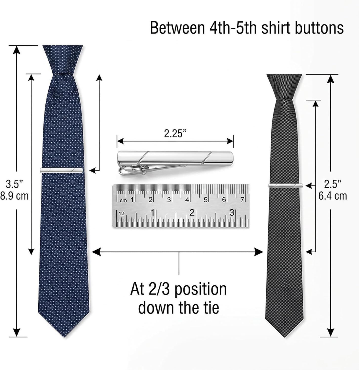 Tie Clips for Men, Black Gold Blue Silver Tie Bar Set for Regular Ties, …
