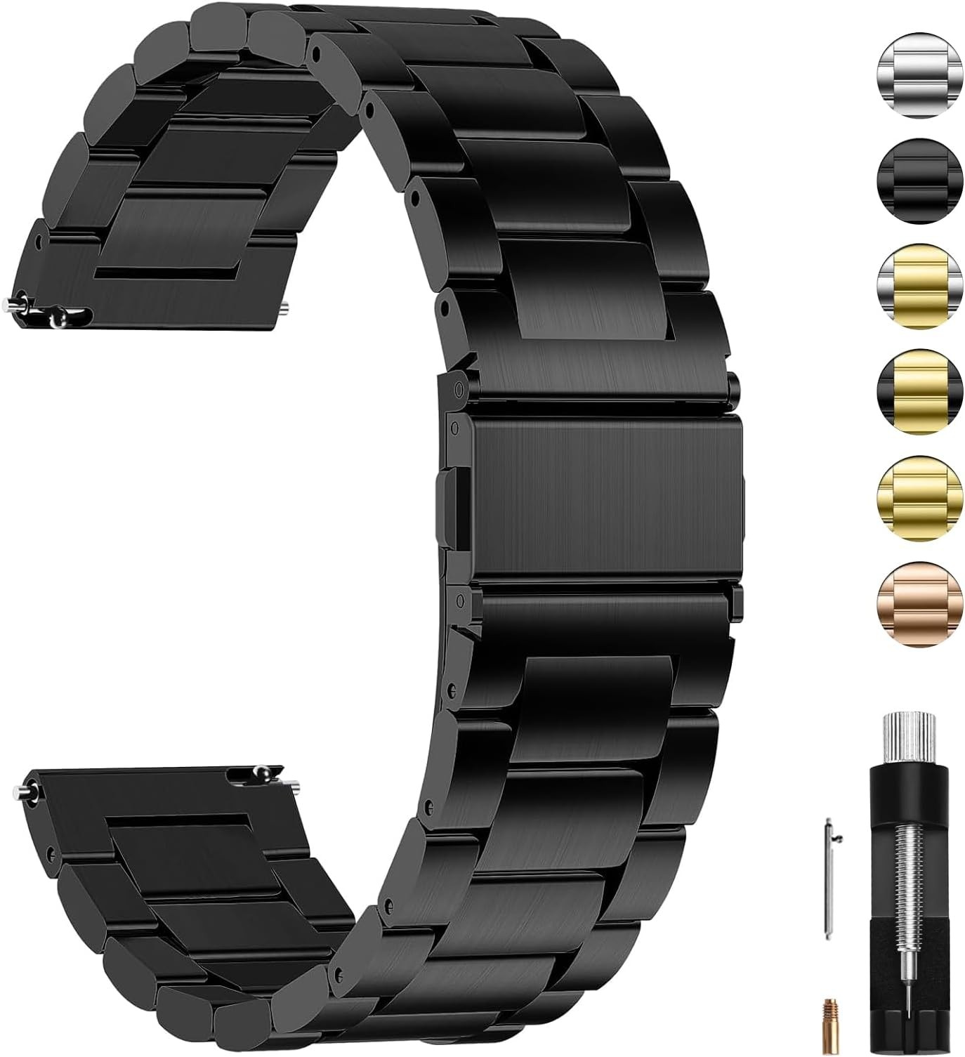 Fullmosa Stainless Steel Watch Band 16mm 18mm 19mm 20mm 22mm 24mm, Quick Rele…