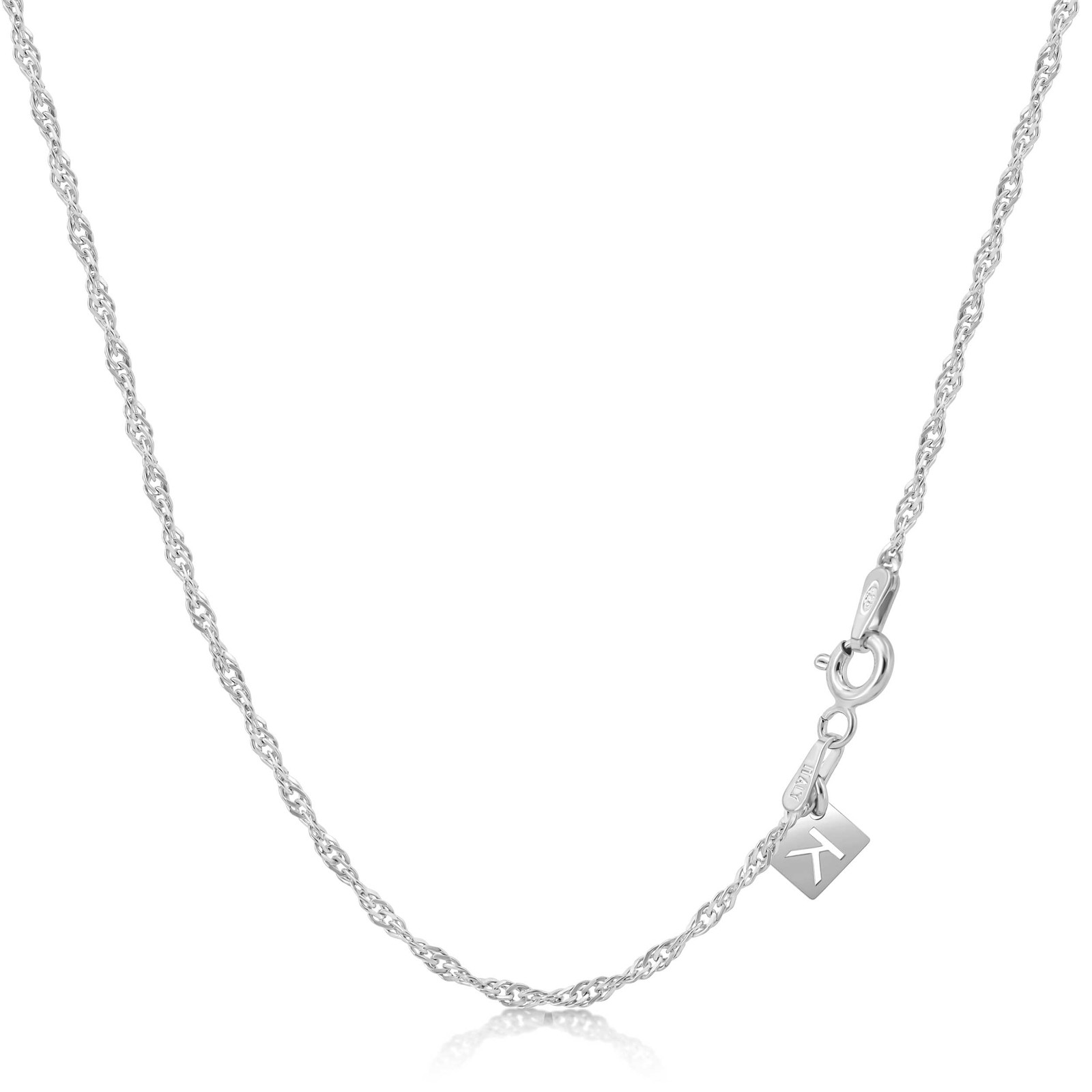 Kezef 18K 2Mm Sterling Silver Plated 925 Sterling Silver Necklace Chains