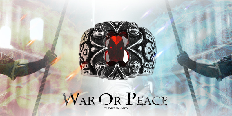 Stainless Steel Gothic Biker Tribal Ring Black Red Men’s UnIsex B202
