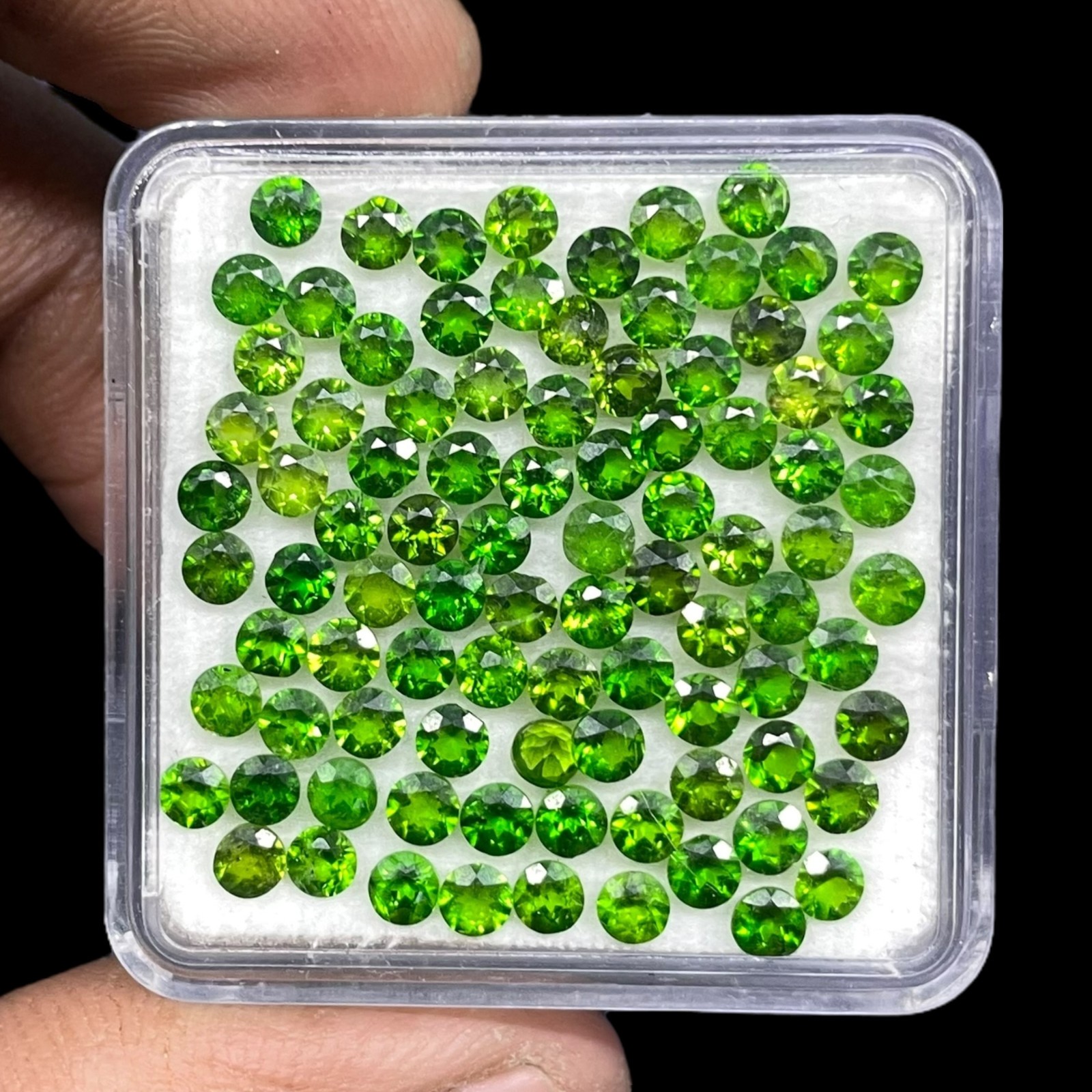 50 Pcs Natural Chrome Diopside 3mm Round Cut Vivid Green Loose Gemstones Lot