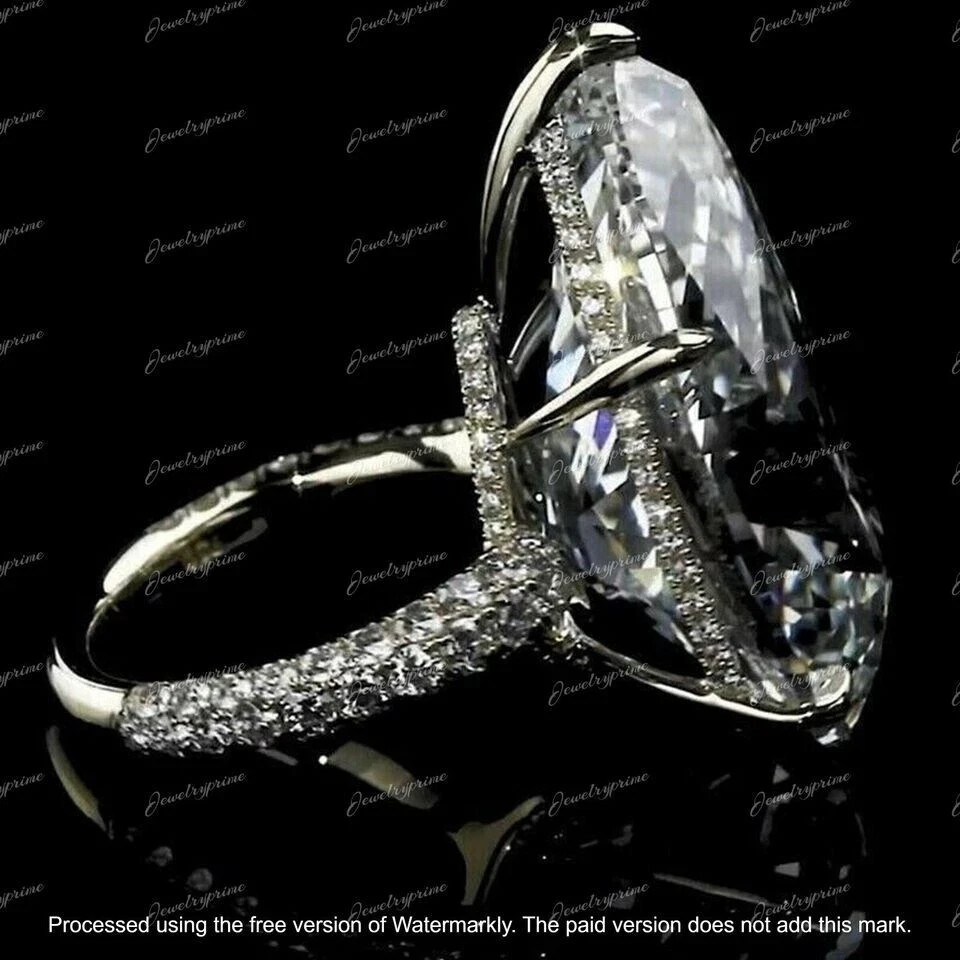 4Ct Pear Cut Lab Created Diamond Solitaire Engagement Ring 14K White Gold Plated