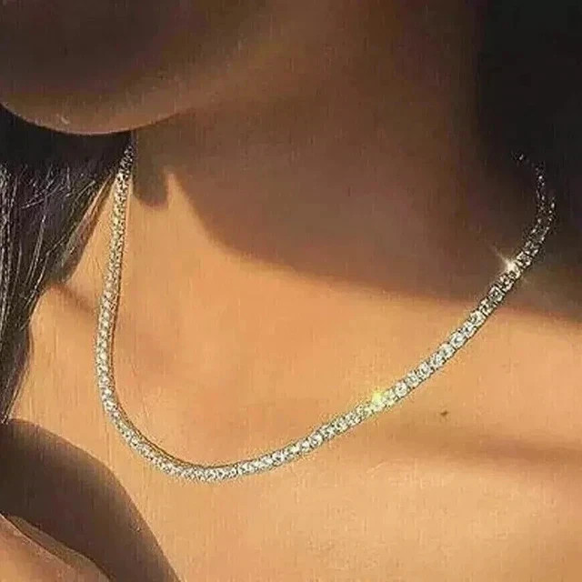 12CT Round Cut Lab Created Diamond Women’s Tennis Necklace 14K White Gold Plated