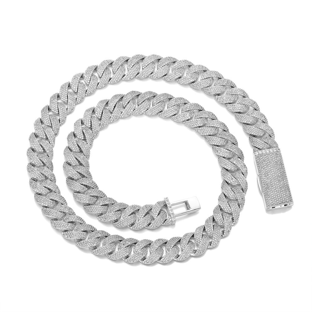 15mm full 5A zircon beveled Cuban chain necklace/bracelet in a hip-hop style A++