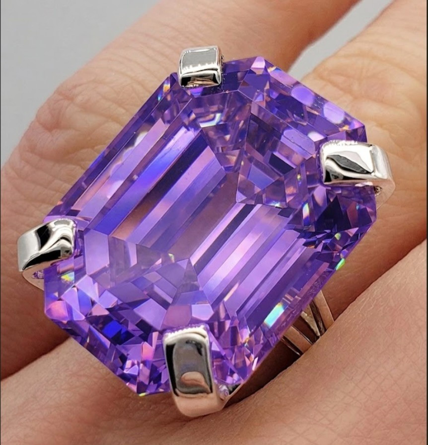 925 Silver, Purple Diamond Solitaire Ring, 10.90 Ct Certified Treated-Great Look