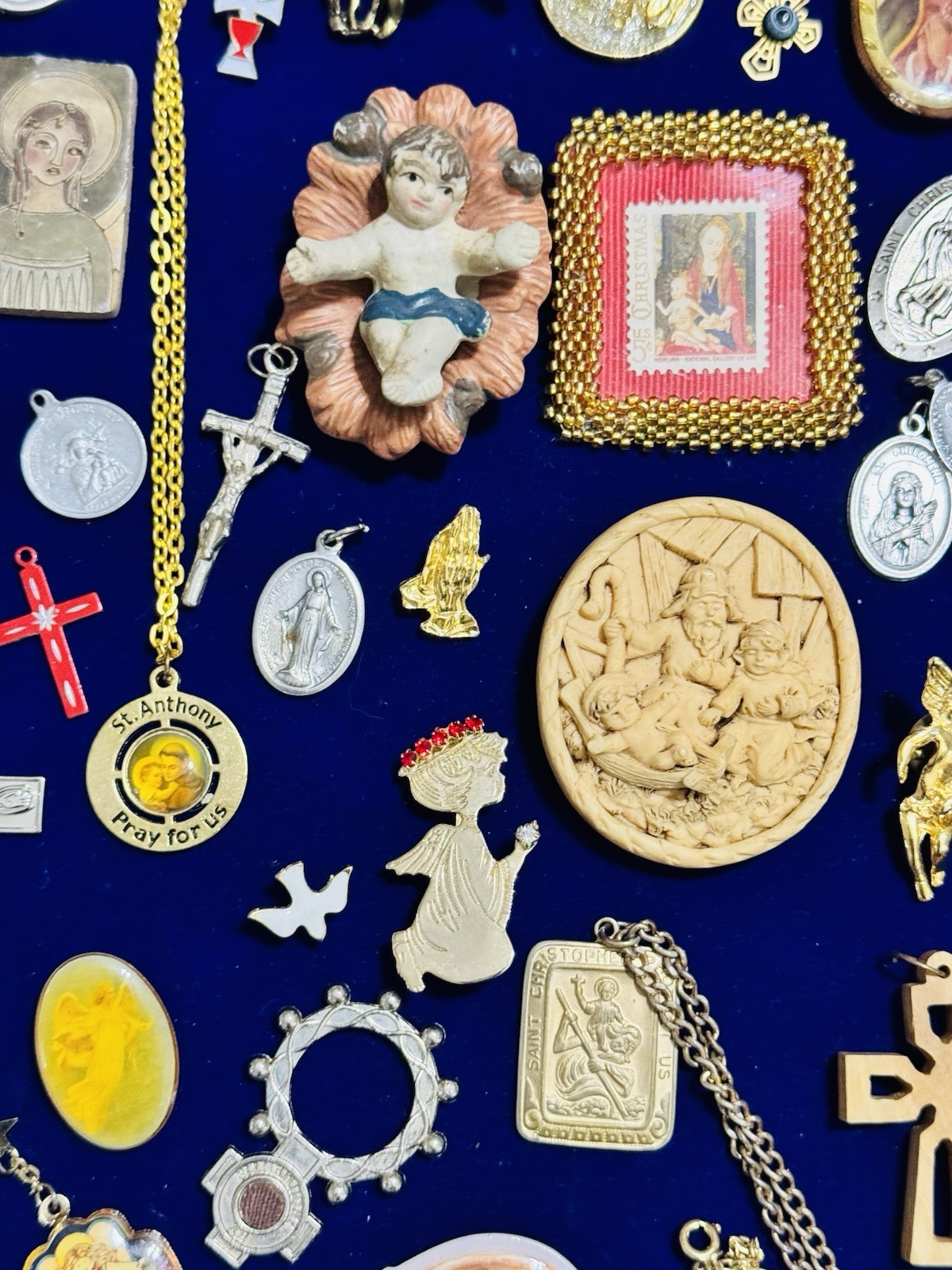 Vintage Modern Religious Cross Necklace Jewelry Lot 115+ Italy Germany Bethlehem