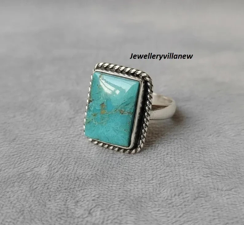Kingman Turquoise 925 Sterling Silver Band Handmade Ring Statement Ring All Size