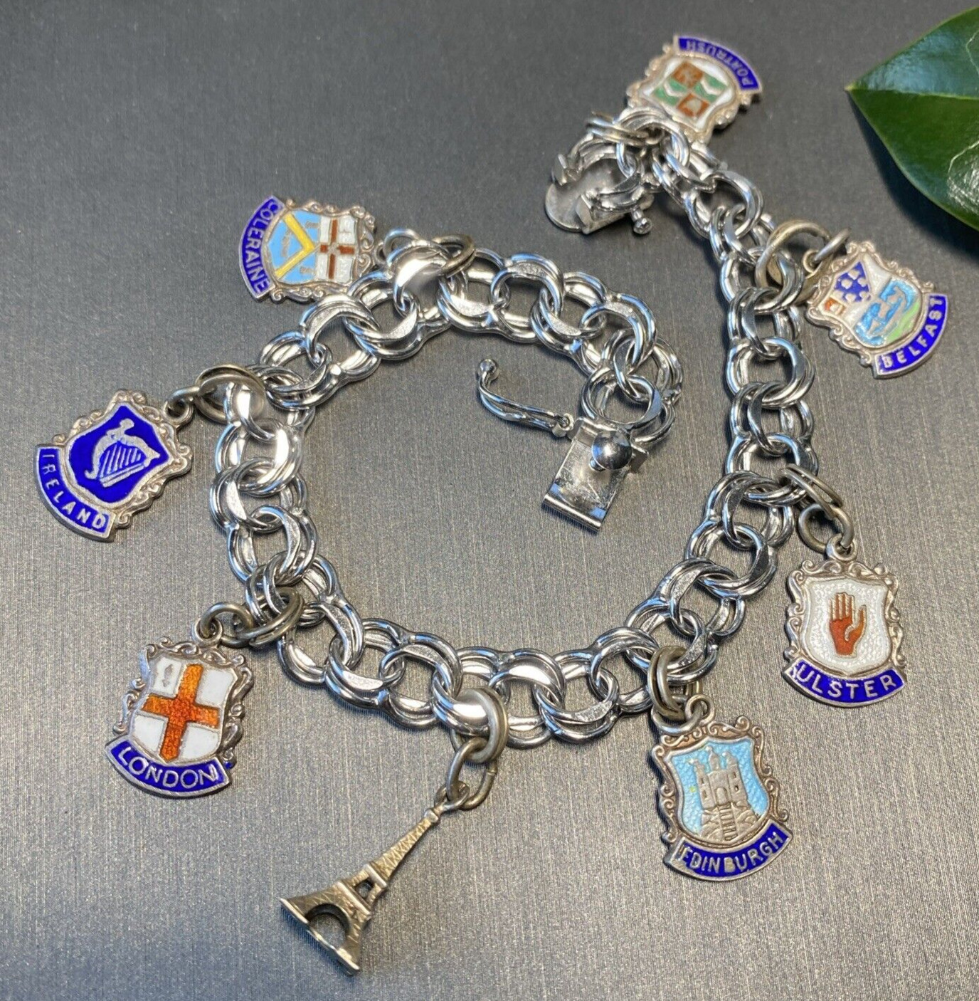 Vintage Charm Bracelet Estate Fine Jewelry Pre-Owned Sterling Ireland France