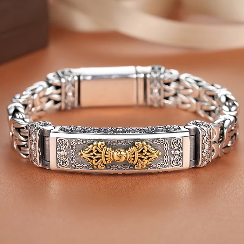 New Silver Color Fashion Jewelry Chinese Style Retro Hipster Men’s Bracelet