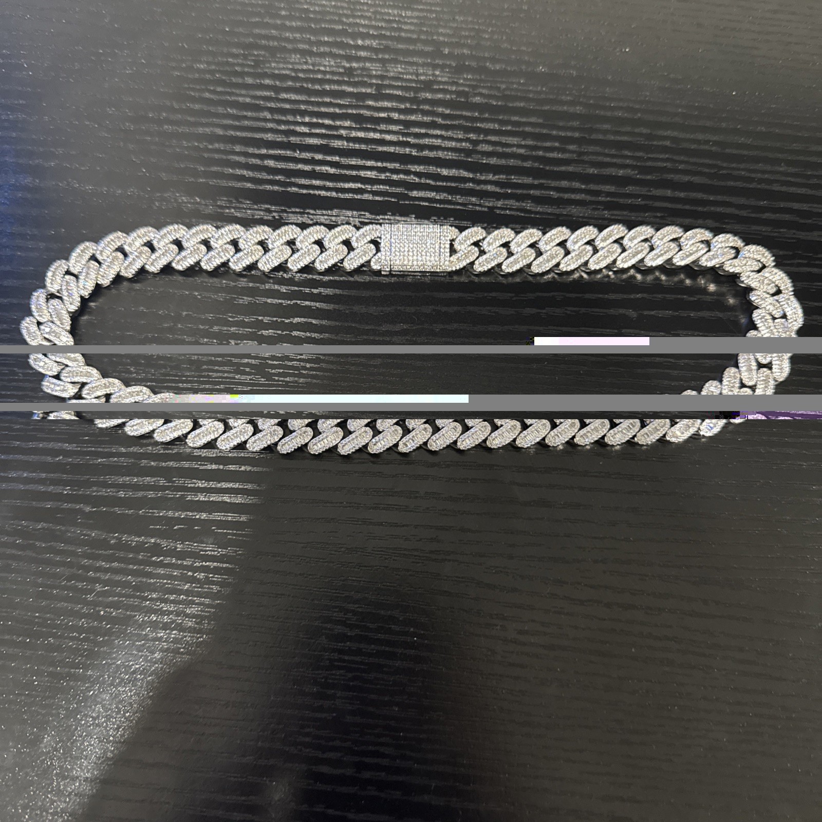 Men’s Baguette Iced Hiphop Cuban Link Chain Necklace Icy Choker 15mm Silver Cz