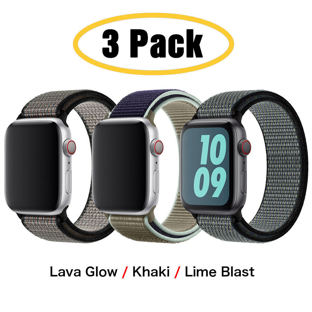 3 PACK Nylon Sport Band Strap For Apple Watch Series 10 9 8 7 6 5 4 SE 38/49mm