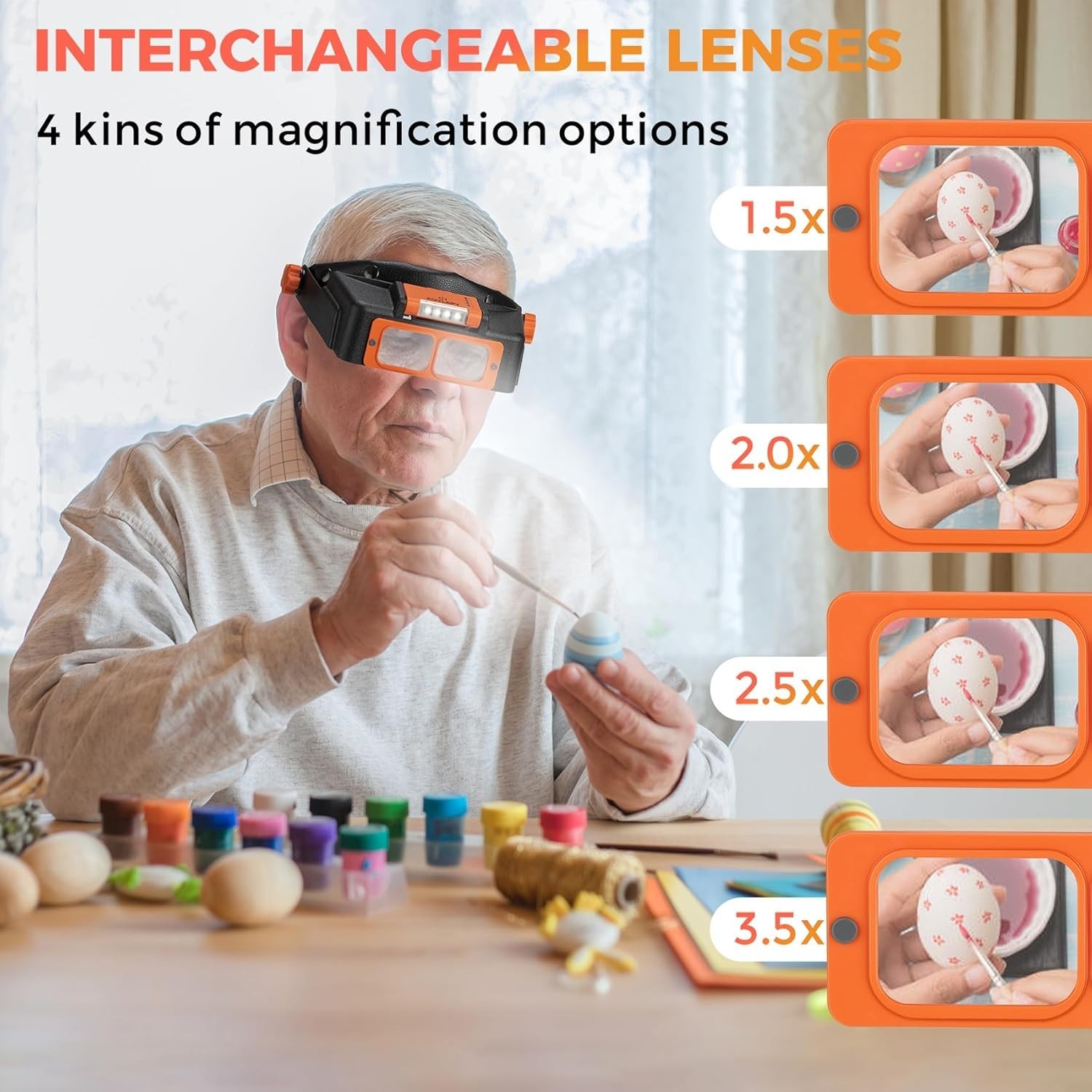 Headband Magnifier with Light Jeweler Magnifying Glass Loupe Visor Optivisor NEW