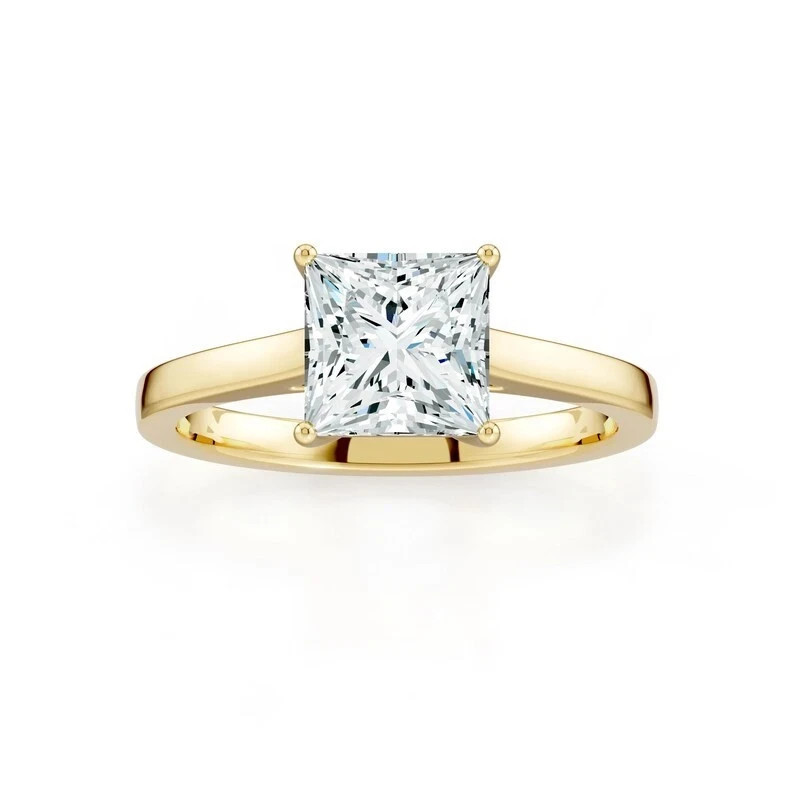 2 CT Princess Cut Moissanite Solitaire Ring 925 Sterling Silver Promise Ring