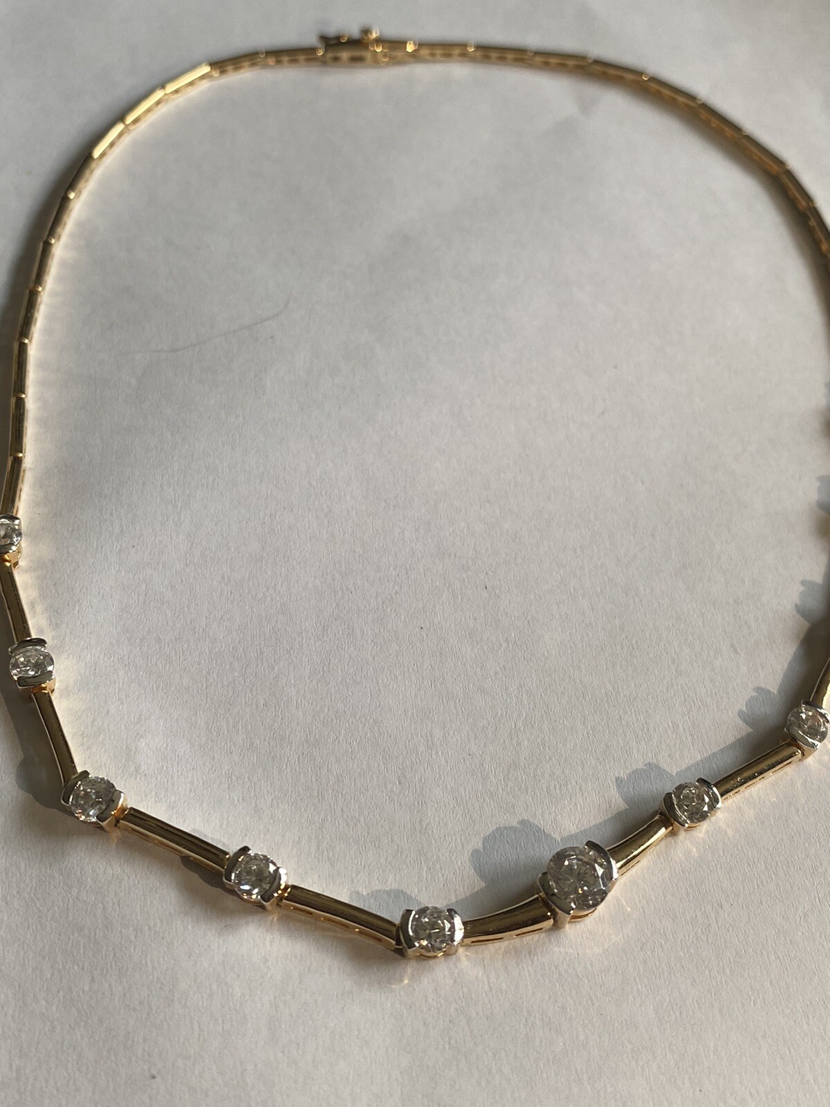 GOLD PLATED 925 STERLING SILVER CHAIN NECKLACE with SPARKLY CZCUBIC ZIRCONIA
