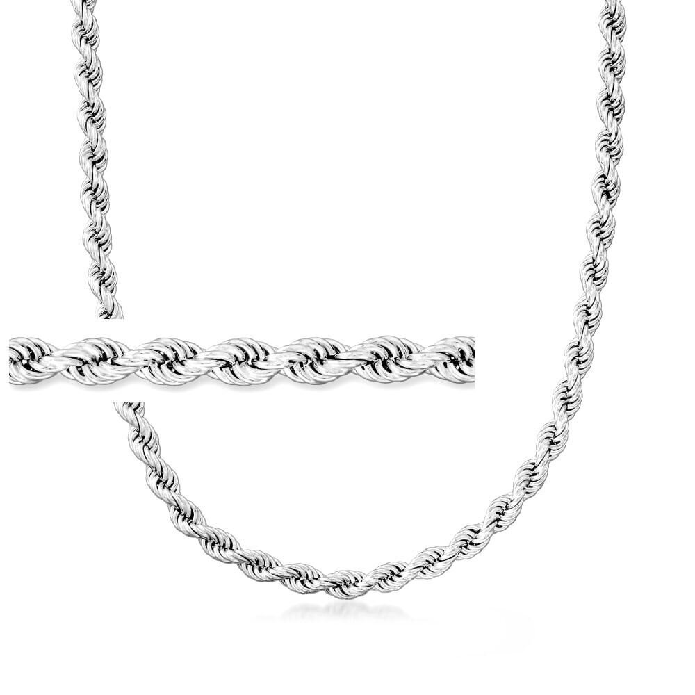 Solid 925 Sterling Silver Italian Rope Chain Mens Necklace 6.5mm – Diamond Cut