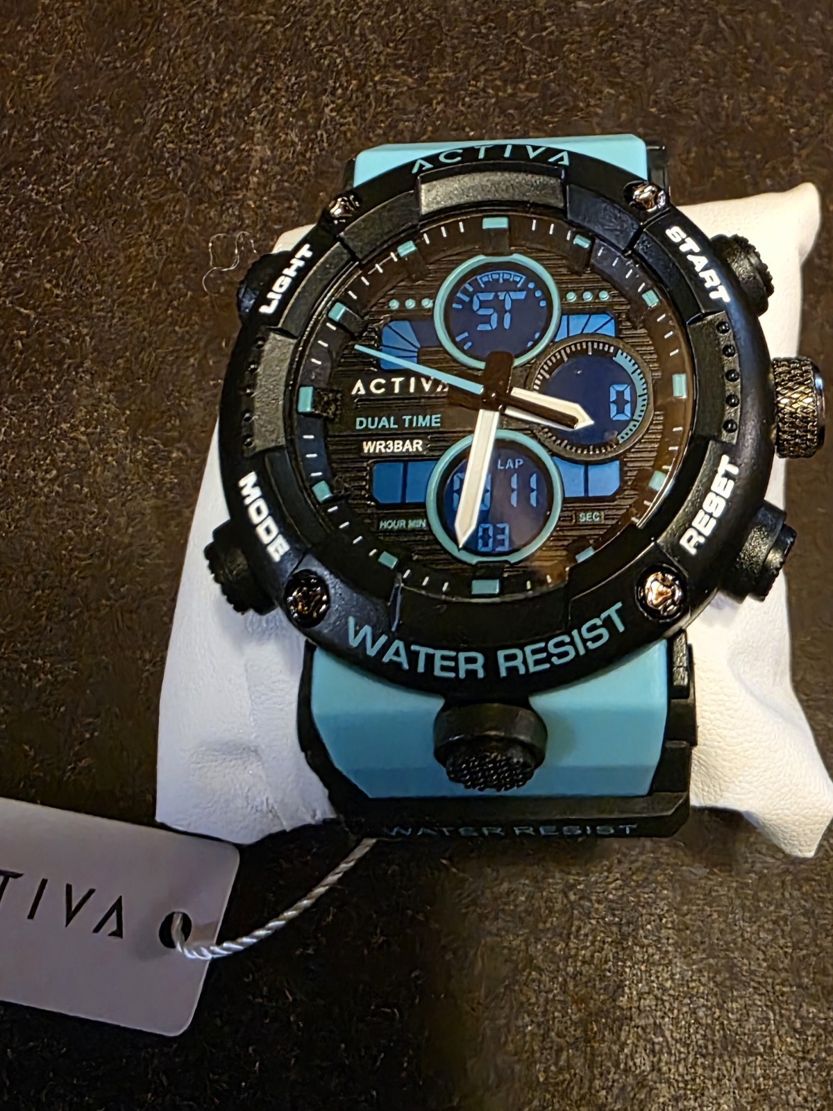 Activa Dual Time Men’s Analog-Digital Dual Time Quartz 30m Teal Blue Strap w Box