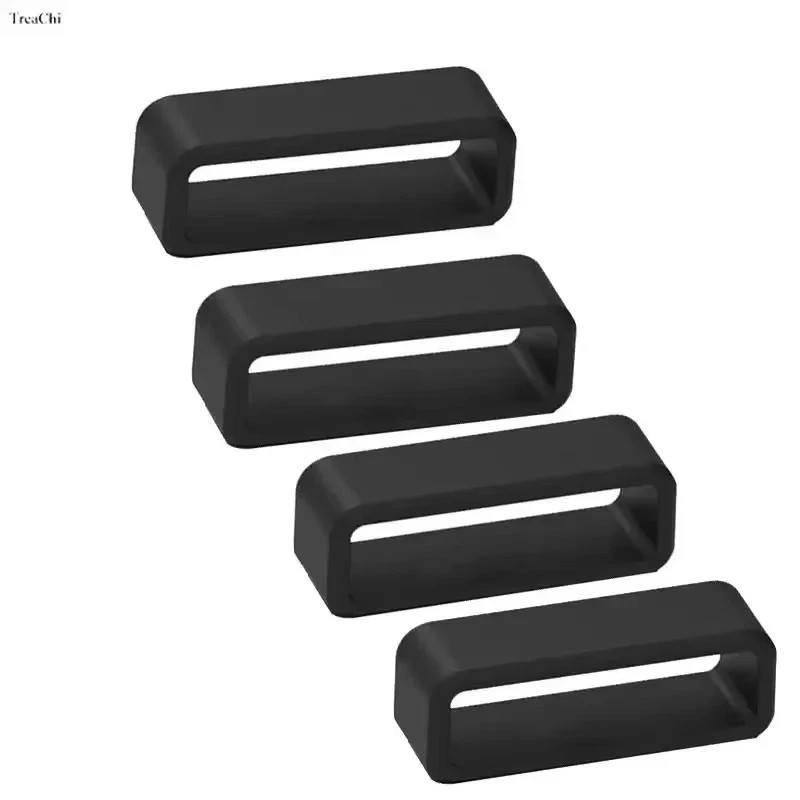 4PCS Silicone Watch Band Loop Holder Black Rubber Strap Ring 26mm