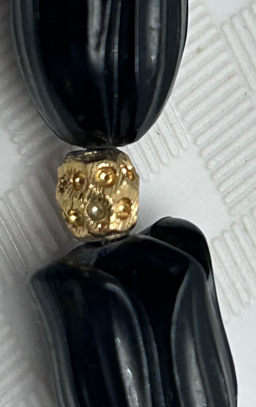 Vintage Black Tulip Shaped & Gold Bead Granny MCM Special Occasion Necklace