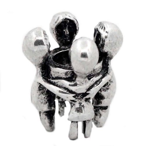 Family Charm Mom,dad and Kids Hugging European Bead Compatible for Most European