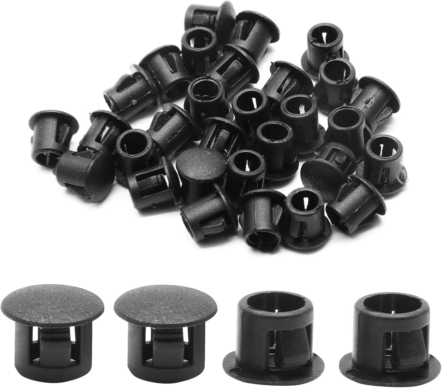 30PCS 10mm 3/8″ Black Hole Plugs Plastic Flush Type Hole Plugs Snap in Lockin…