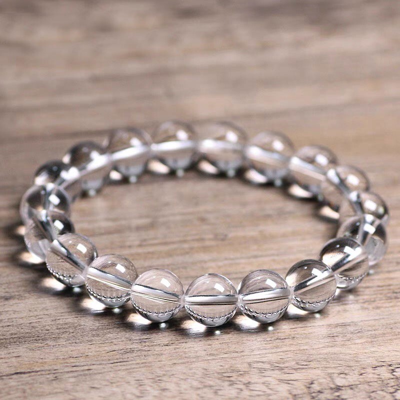 Natural Clear Quartz Elastic Stretch Dainty Bracelet 8mm Round Gemstone Bead