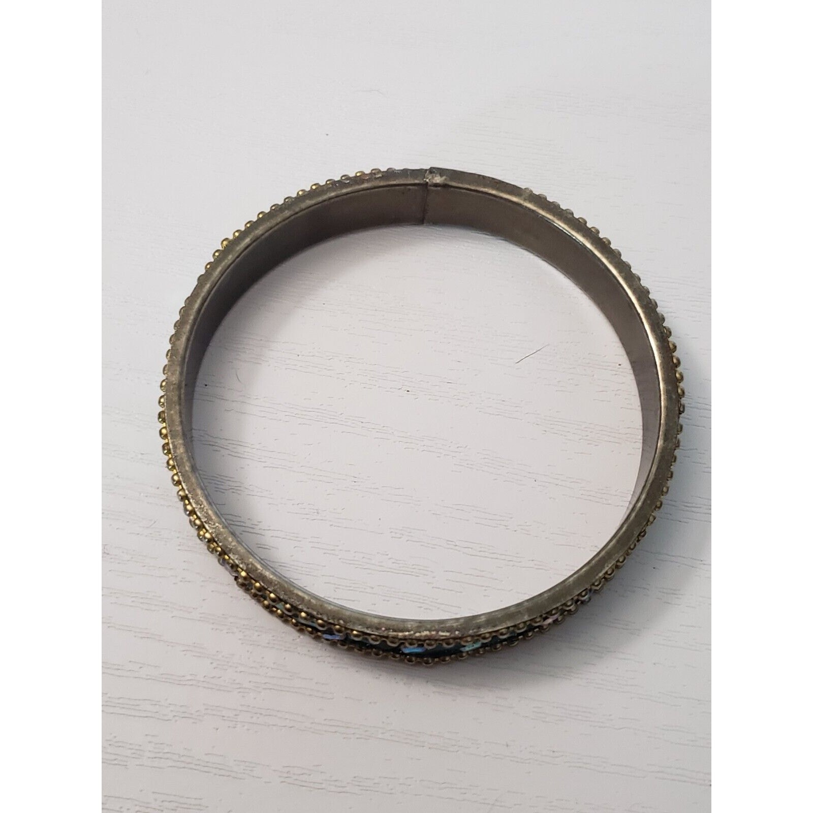 Vintage Bracelet / Bangle Bright Blue Glitter Bangle 7″