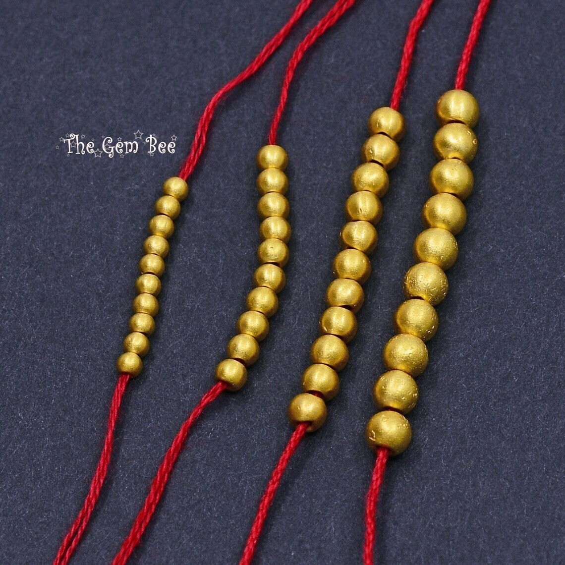 18k Yellow Gold 2/2.5/3/3.5mm Matte Finish Handmade Off Round Spacer Bead (10)