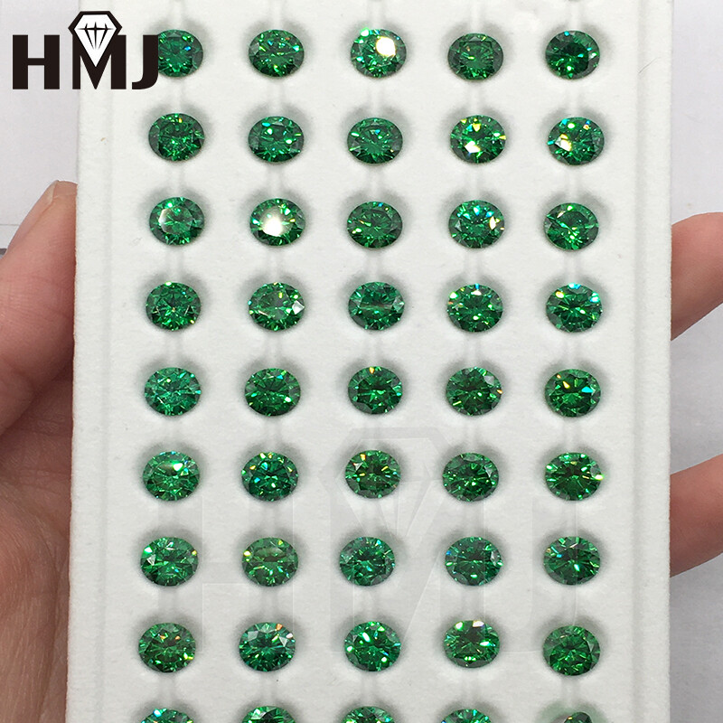 0.8~15mm 300pcs Round Green Loose CZ Stone High Quality Cubic Zirconia Gemstone