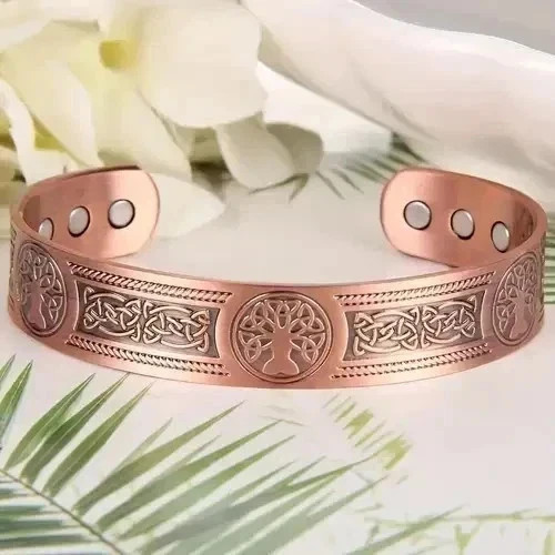 Magnetic Copper Tree of Life Bracelet Pain Relief Energy Balance Cuff Bangle****