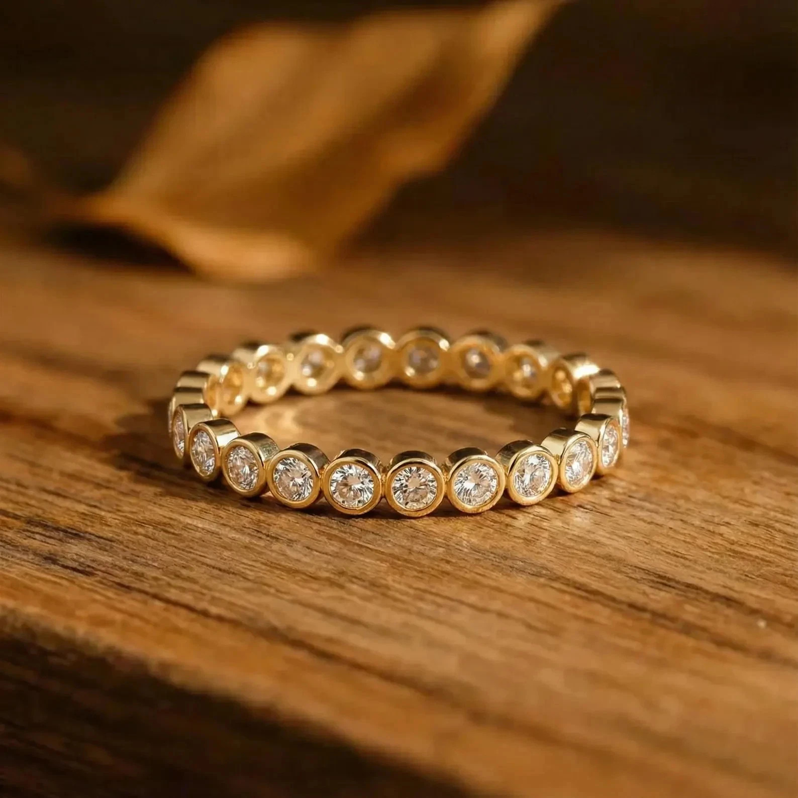 3 MM Lab Grown D Color CVD Diamond Ring 14k Gold Plated On 925 Sterling Silver