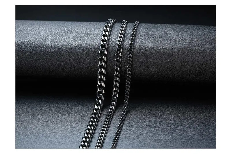 3-11MM Classic Cuban Chain Necklace for Men Women,Silver Black Gold Grey Color S