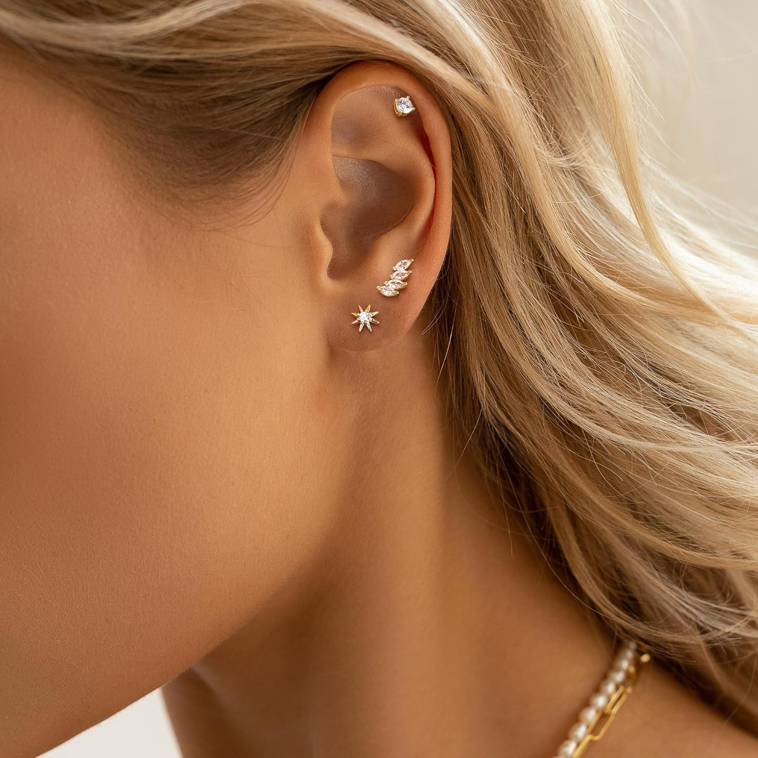 14K Gold Plated Hypoallergenic Sterling Silver Ear Studs for Sensitive Ears