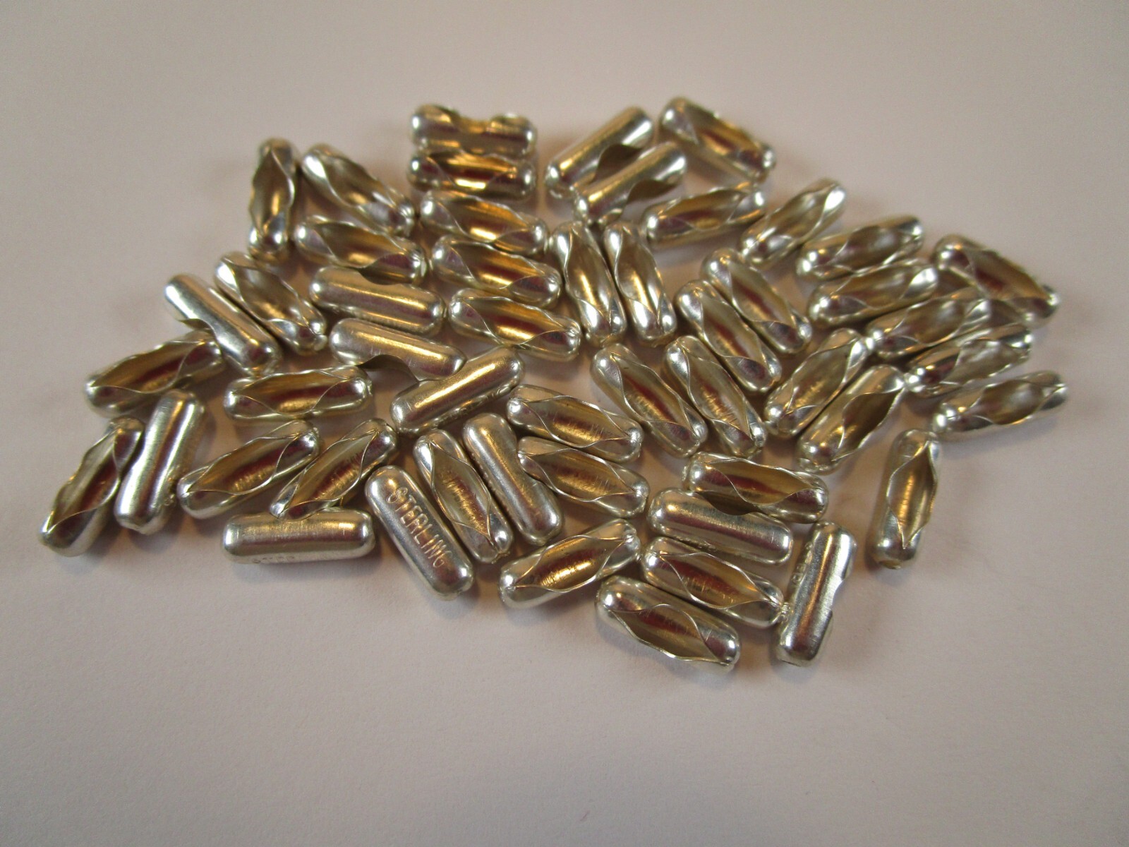 .925 Sterling Silver 3MM Ball Chain Connectors – Pack of 50 – New Old Stock