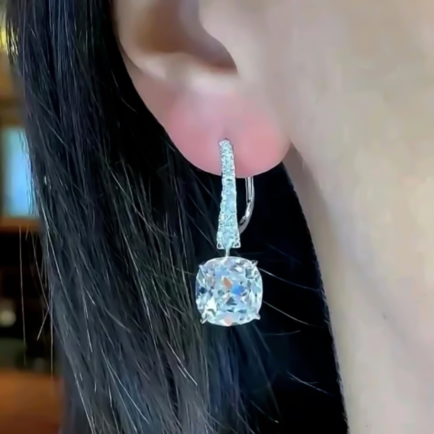 Certified 4.00 Ct F VS1 Lab Diamond Dangler Earrings In 925 Sterling Silver