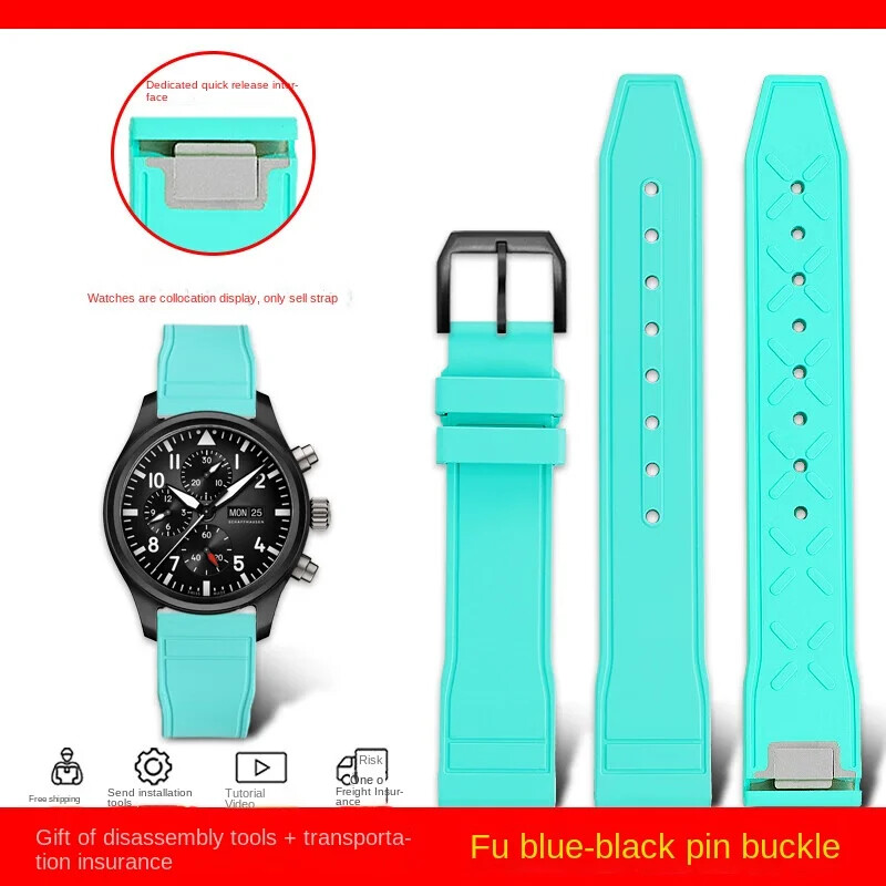 Fluoro Rubber Watch Strap for IWC Pilot IW388103/101 20 21mm Quick Release Band