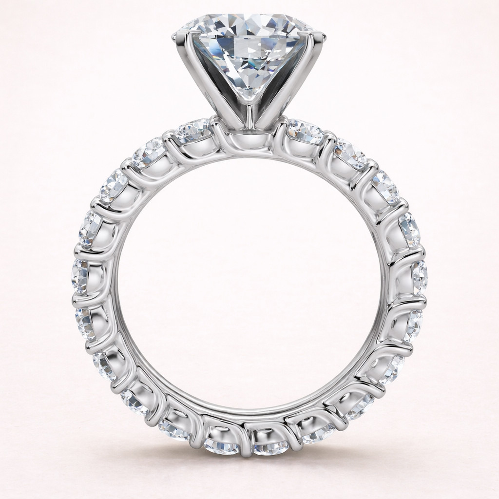 10 mm Round Diamond Eterna Grande Pavé | Eternity Band Sterling Silver Ring