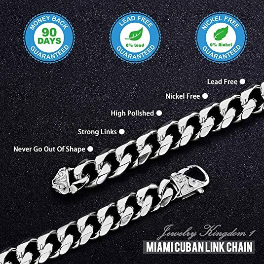 12/15mm Wide 316L Stainless Steel Curb Cuban Link Chain Necklace 16″-40″