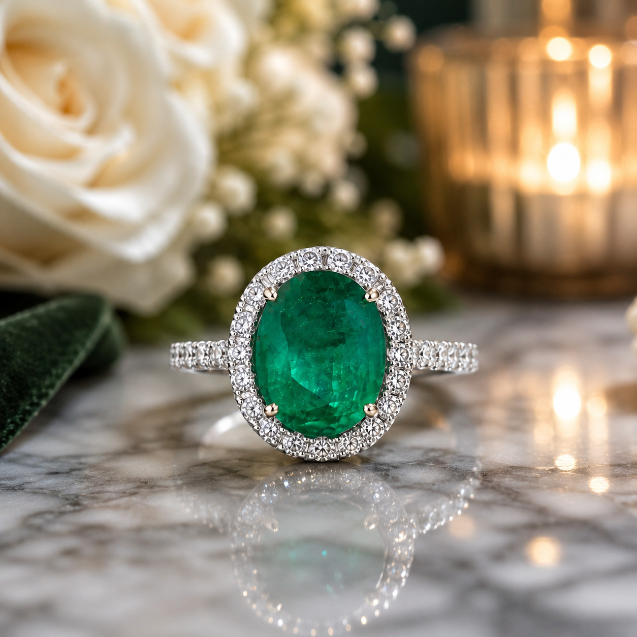 5.00 Ct Oval Cut Natural Emerald & Diamond Wedding Gift Ring 14k White Gold Sz 6