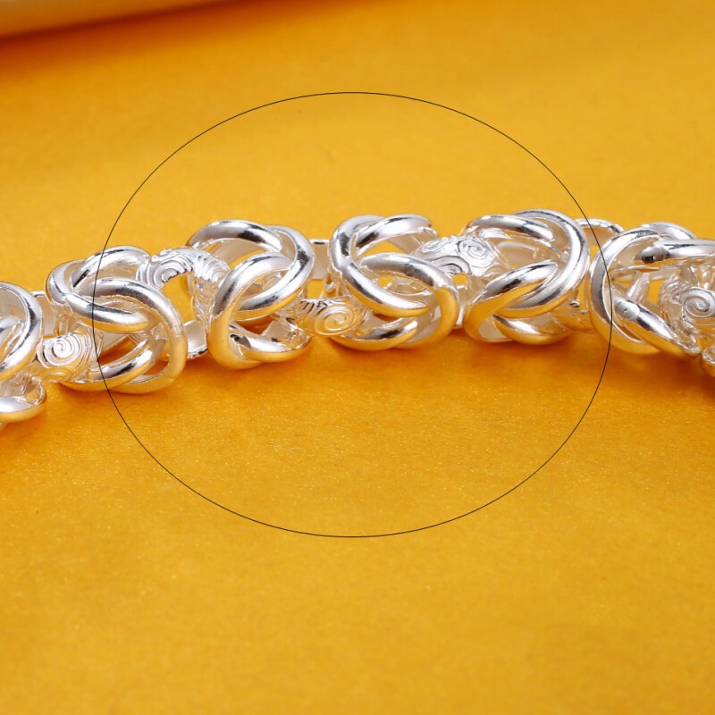 999 Pure Silver Necklace Dragon Keel Women Men’s 6.5mm/8mm/9mm Link Chain